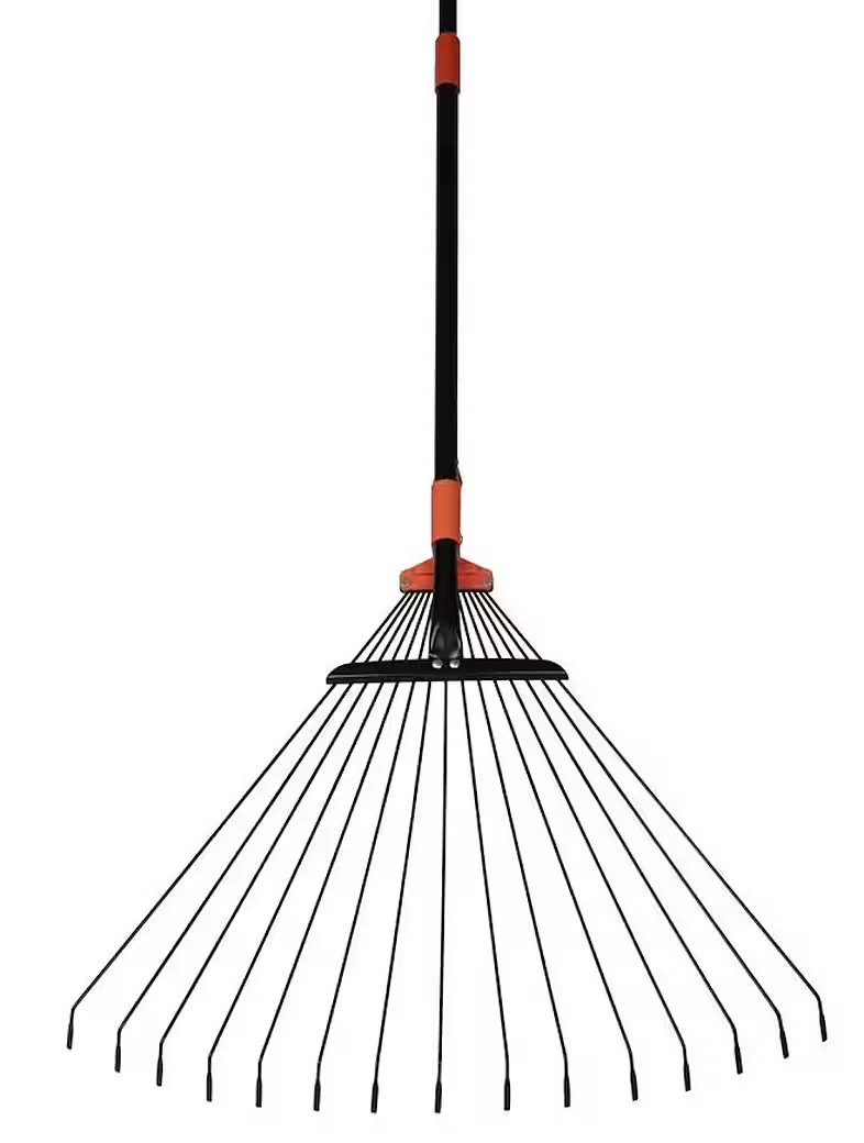 PROREGAL Gartenrechen R114 verstellbar Laubrechen 15 Lamellen Draht