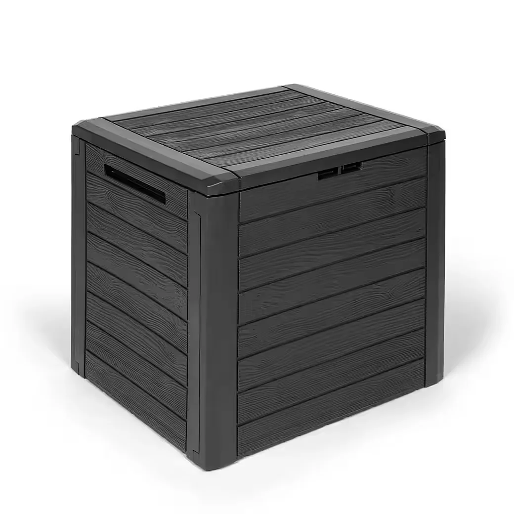 KREHER Kissenbox WOOD 140L Holzoptik anthrazit Garten Aufbewahrung
