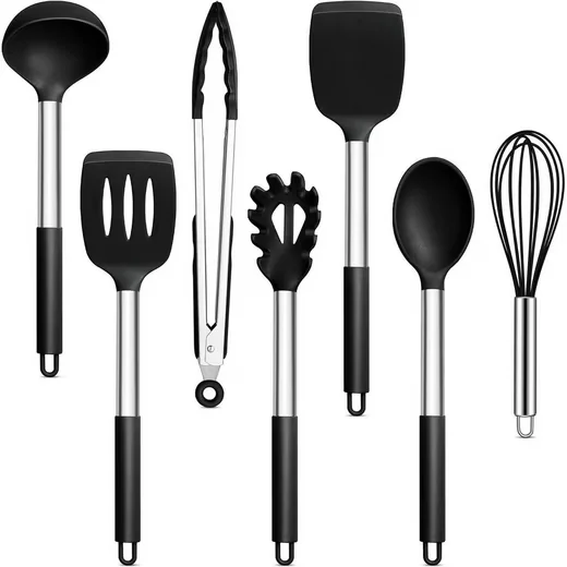 LUXUSKOLLEKTION Küchenhelfer-Set 7-tlg. Silikon schwarz antihaft