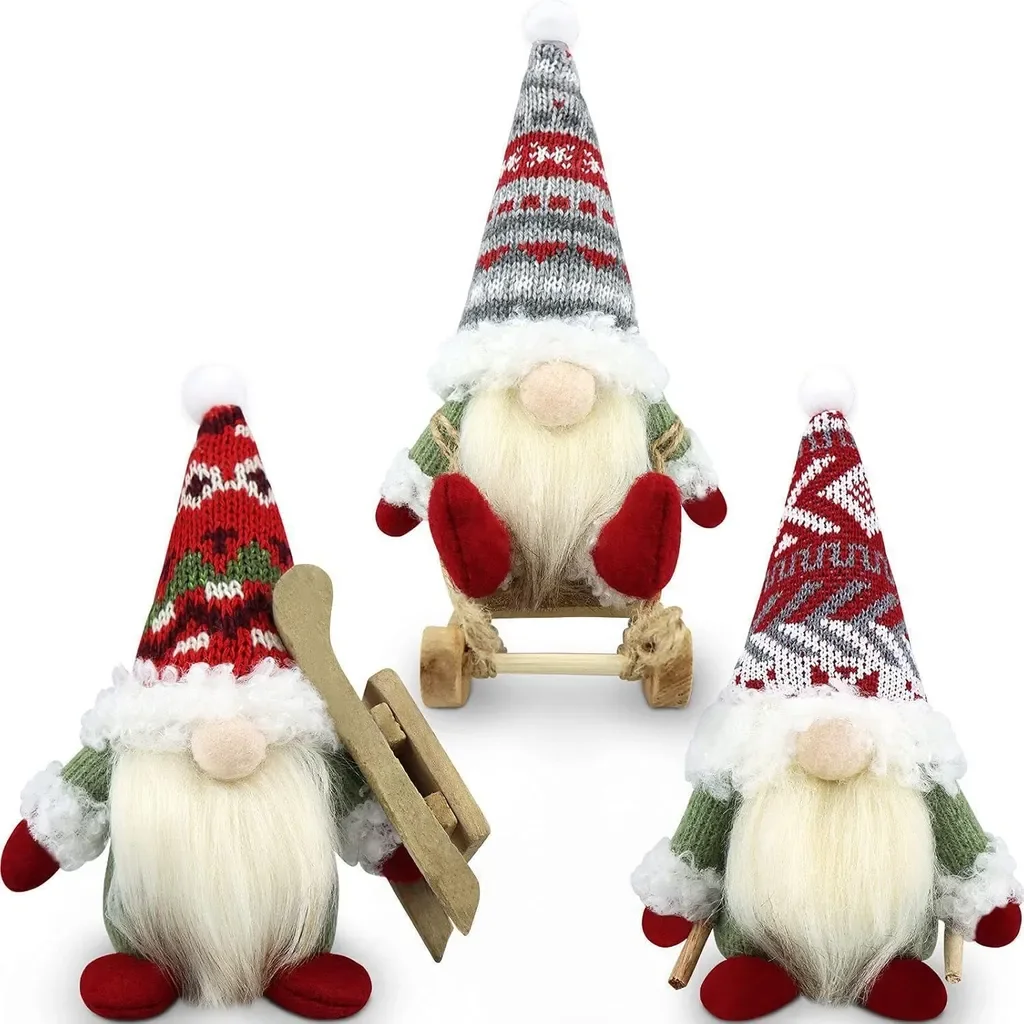 Gehydy Weihnachtswichtel 3er Set rote Weihnachtsdeko für Küche