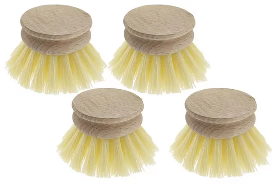 VARIVENDO 4x Spülbürstenkopf Holz 6 cm Reinigungsschwamm Ersatzkopf