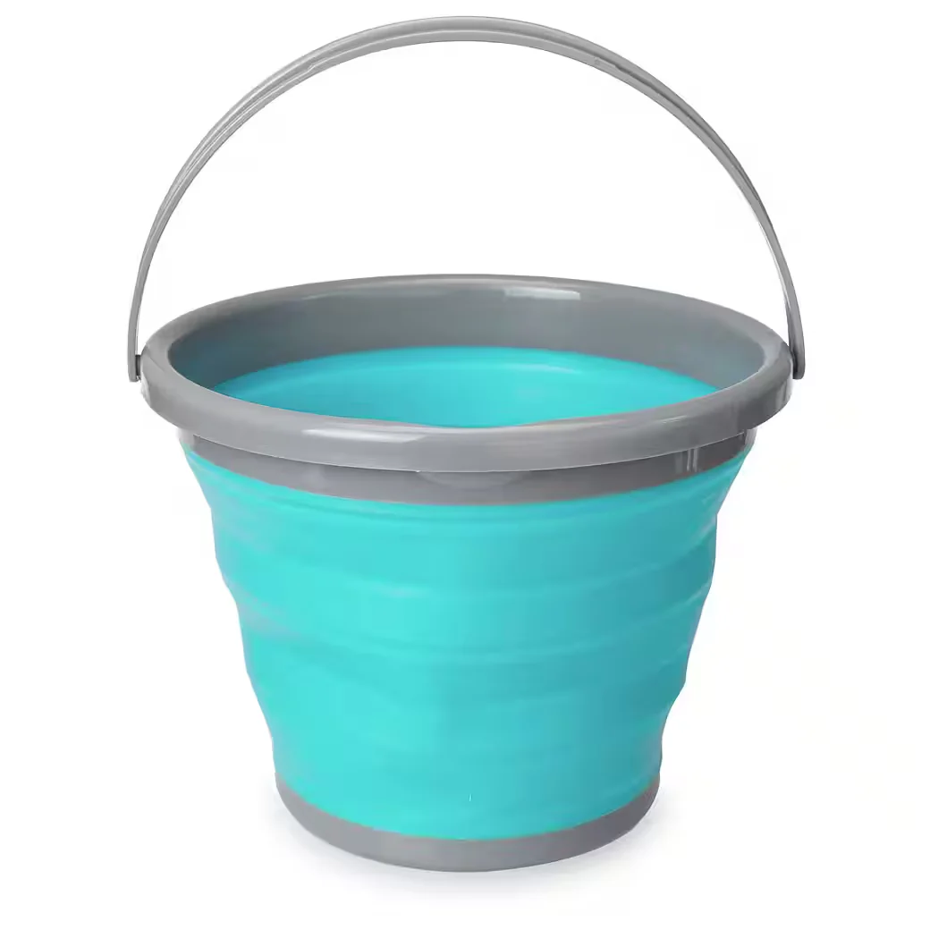 Navaris faltbarer Putzeimer 10L Silikon Falteimer Blau Grau