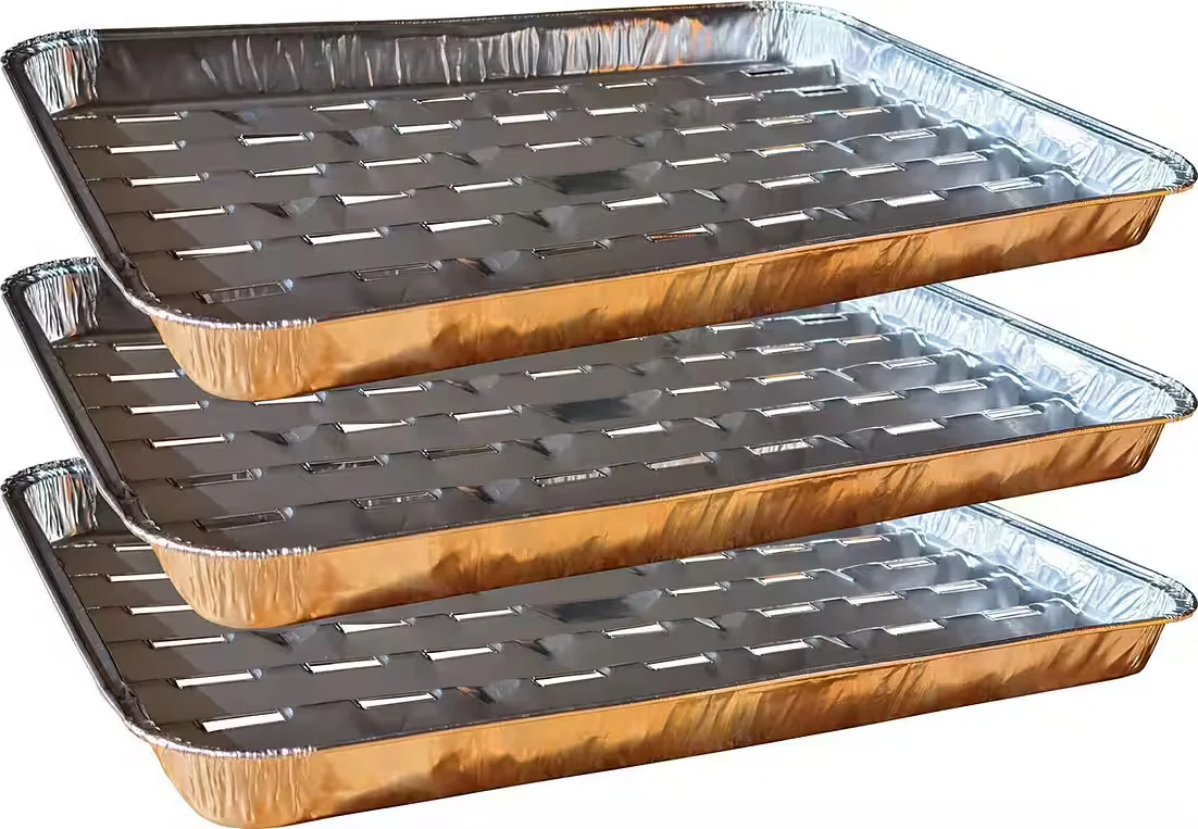 FAVORIT Grillschalen 3er Set Aluminium 34 x 22,5 x 3 cm
