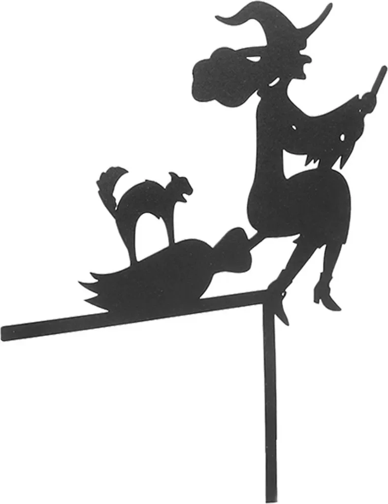 Cocosity Halloween Eckdeko Katze Hexe auf Besen für Tür Mantel Fenster