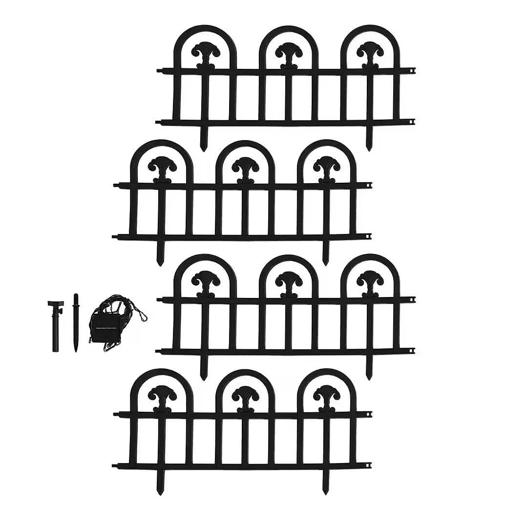 HTI-Living Beetbegrenzung 12 m schwarz 20 Teile mit Solarlicht 60x30cm