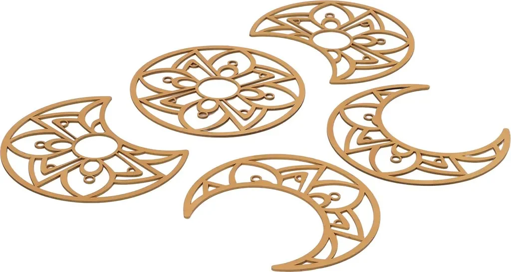 Cocosity Mondphasen Wanddeko Holz DIY Wandkunst Gold Typ A