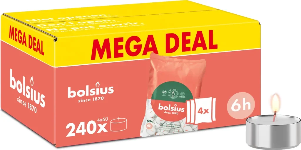Bolsius Teelichter 240 Stück Großpackung